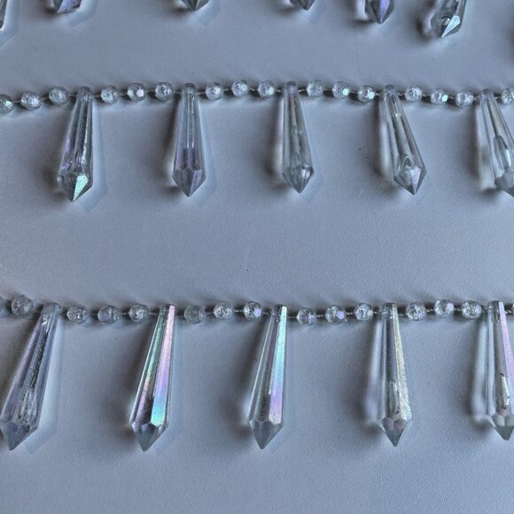VTG Prism Beaded Garland Strand String Clear Acrylic Lucite Icicles Holiday 100" - Picture 2 of 4